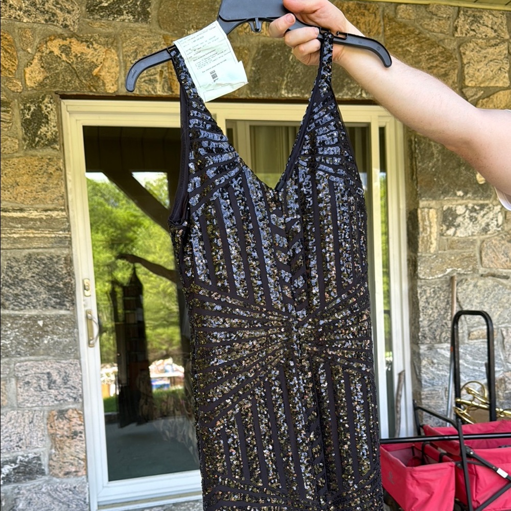 Night Way Collections Black Sequin Maxi Dress